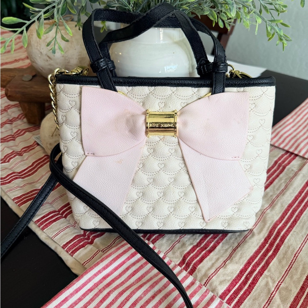 Betsey Johnson Pink and Cream Crossbody Bag